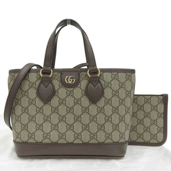 Gucci Handbags - GUCCI Mini Tote 811716 213317 Bag GG Supreme Beige Brown Double G - COA Included